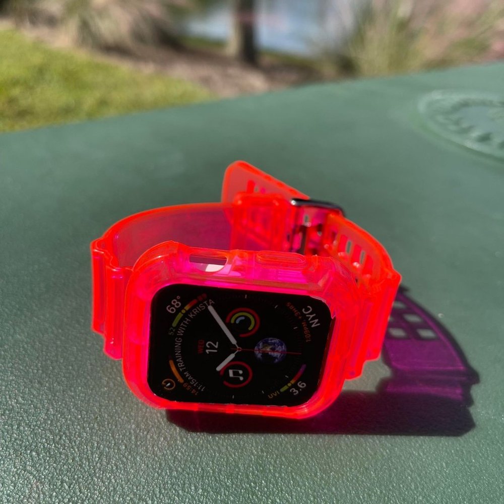 FLAPI Fuchsia Soft TPU Band + Case Compatible w/apple watch 38mm/40mm 42mm/44mm